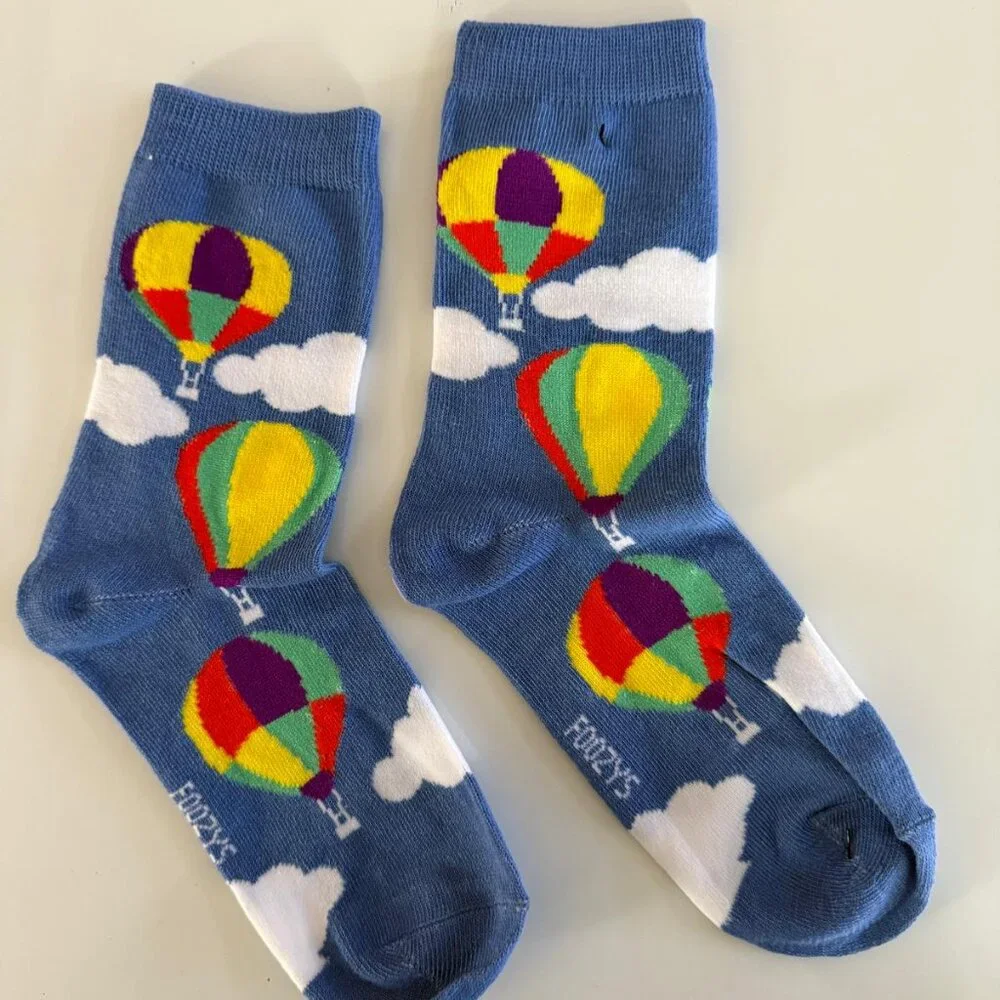 Hot Air Balloon Aircraft Sky Airborne Air Glider Clouds 2 Pairs Women's Socks